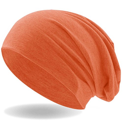 Hatstar® Klassische Slouch Long Beanie Mütze | leicht und weich | für Damen und Herren | Übergangsmütze für Frühling und Sommer (Neon Orange) von Hatstar