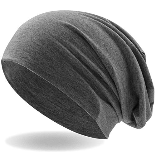 Hatstar® Klassische Slouch Long Beanie Mütze | leicht und weich | für Damen und Herren | Übergangsmütze für Frühling und Sommer (Dunkelgrau) von Hatstar