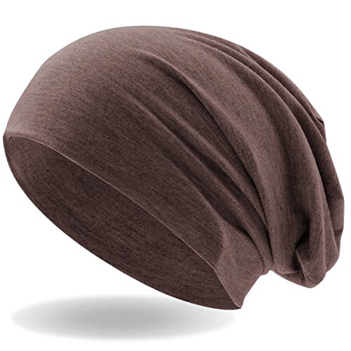 Hatstar® Klassische Slouch Long Beanie Mütze | leicht und weich | für Damen und Herren | Übergangsmütze für Frühling und Sommer (Jeans Braun meliert) von Hatstar