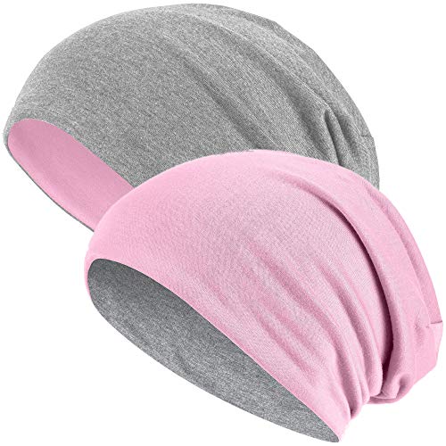 Hatstar® 2in1 Reversible Unisex Beanie | Damen und Herren Mütze | Übergangsmütze für Frühling und Sommer | SoftTouch Poly - Baumwolle | leicht & weich (rosa/hellgrau) von Hatstar