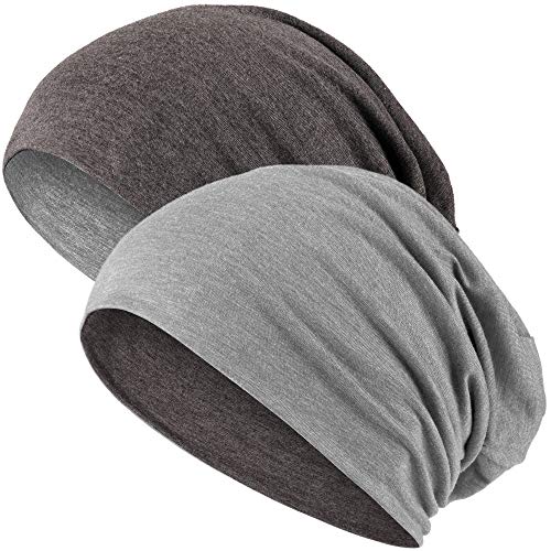 Hatstar 2in1 Reversible Unisex Beanie | Damen und Herren Mütze | Übergangsmütze für Frühling und Sommer | SoftTouch Poly - Baumwolle | leicht & weich (2 in 1 dunkelgrau/hellgrau) von Hatstar