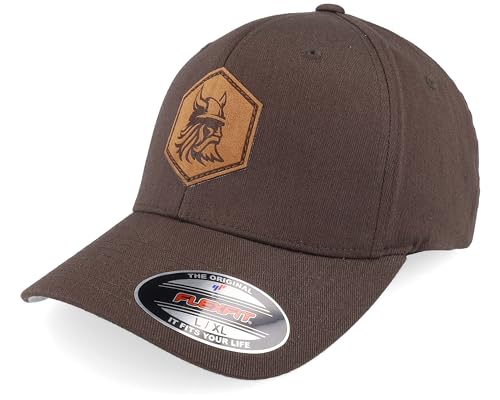 Hatstore Bearded Viking Helmet Brown Flexfit Cap - Grösse: L/XL - (58-61 cm) von Hatstore