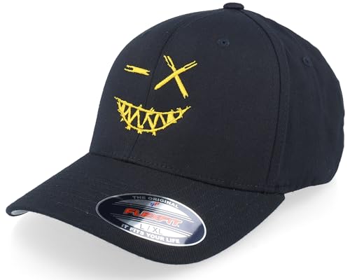 Hatstore Crazy Smiley Yellow/Black Flexfit Cap - Grösse: L/XL - (58-61 cm) von Hatstore