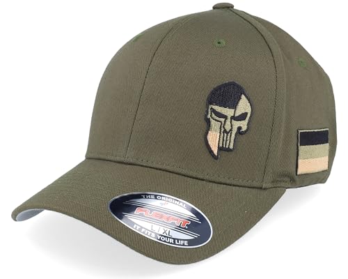 Hatstore Germany Army Skull Olive Wooly Combed Flexfit Cap - Grösse: S/M - (55-58 cm) von Hatstore