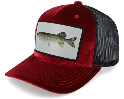 Hatstore Pike Fishing Velvet Red/Black A-Frame Trucker Cap - Grösse: One Size - (55-60 cm) von Hatstore