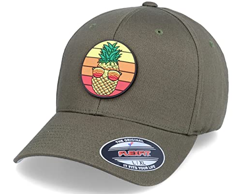 Hatstore Pineapple Sunset Patch Olive Flexfit Cap - Grösse: S/M - (55-58 cm) von Hatstore