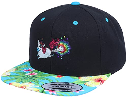 Hatstore Rainbow Farting Unicorn Black/Hawaiian Snapback Cap - Grösse: One Size - (55-60 cm) von Hatstore