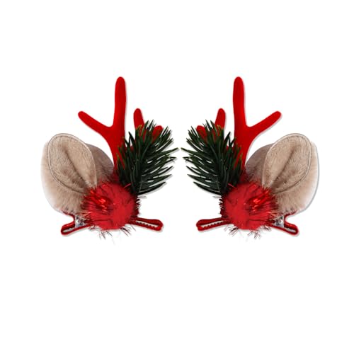 1 Paar Cartoon-Weihnachtsgeweih-Haarnadeln, heiße Mädchen, Pailletten, Haarspange, Festival-Haarspange für Kinder, Zöpfe, Haarspange von Hattba