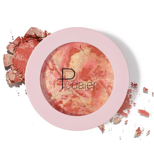 2-in-1 Lasting Lighting Blushes Shimmery Powder Baked Brighten Paletten für Frauen Make-up von Hattba