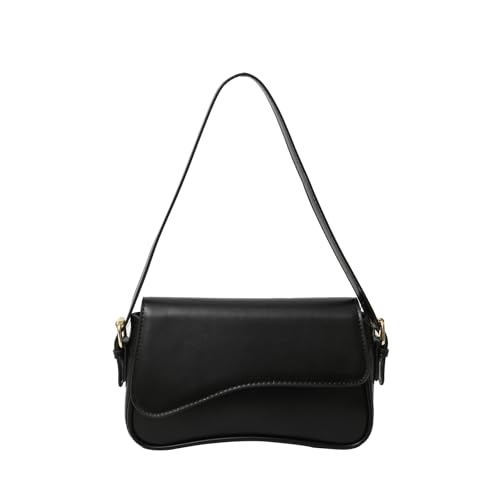 Damen 2025 PU Leder Schulter Geldbörse Elegant Crossbody Tasche mit Verstellbaren abnehmbaren Trägern Arbeit Handtasche Achsel Geldbörse Modische Umhängetasche, Schwarz , One Size von Hattba