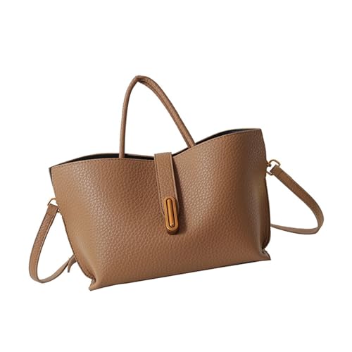 Damen-Umhängetasche, trendige Handtasche, einfarbig, einfache Kuriertasche, koreanischer Stil, Crossbody für den täglichen Gebrauch, einfarbig, Umhängetasche für Damen, PU-Leder, Eimer, einfache von Hattba
