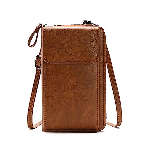 Diebstahlsichere Brieftasche, Handytasche, modische Umhängetasche, Leder, Geldkartenhalter, Handtasche, Haspe, Schulterbrieftasche, braun Diebstahlsichere Brieftasche, Handytasche, modische Umhängetasche, Leder, Geldkartenhalter, Handtasche, Haspe, Schulterbrieftasche, braun von Hattba