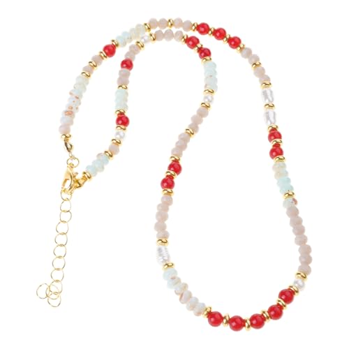 Elegante Damen-Modeschmuck-Halskette mit handgefertigten Natursteinperlen und Perlenanhänger für trendige Frauen von Hattba