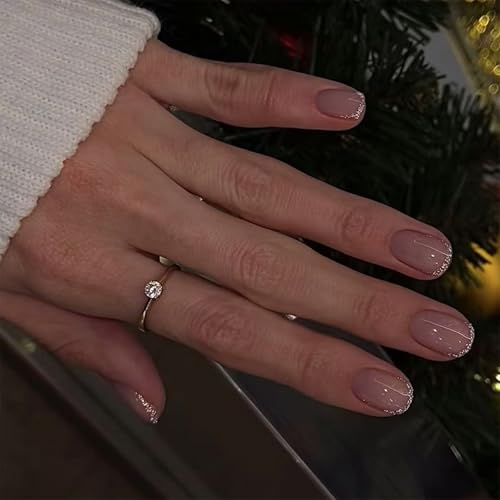 French Tip Press On Nails Glitters Short Square False Glossy Designs False Stick On For Women 24Pcs Nail Accessories French Tip Press On Nails Glitters Short Square False Glossy Designs False Stick On For Women 24Pcs Nail Accessories von Hattba