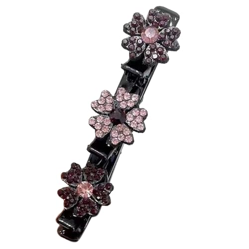 Geflochtene Haarspangen für Damen, funkelnde Kristallsteine, Haarbänder, 5-Petal-Blumen-Haarnadel, Entenschnabel-Clip mit Strasssteinen, funkelnder Kristallstein, geflochtene Clips für Damen und von Hattba