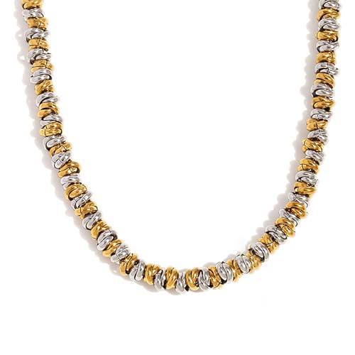 Hattba Halskette aus Edelstahl mit Perlen, trendiger Schmuck, einzigartige Halskette für Frauen, die ein stilvolles Accessoire suchen, Einheitsgröße, Wie beschrieben, Wie beschrieben von Hattba