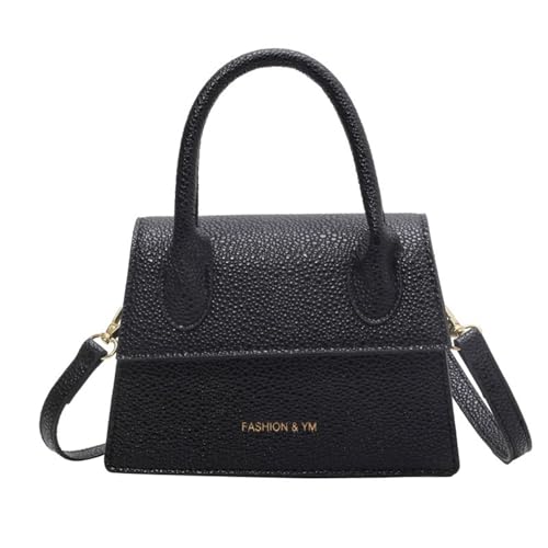 Hattba Kleine quadratische Schultertasche, modische Umhängetasche, für Damen, kleine quadratische Tasche, Schwarz , One Size von Hattba