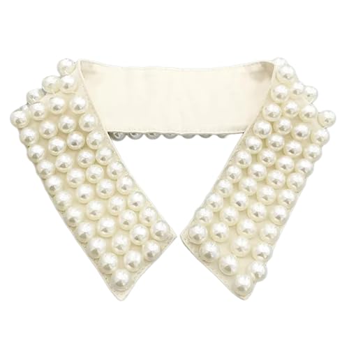 Hattba Modischer falscher Kragen mit Kunstperlen für Damen, lässig, formelle Kleidung, abnehmbare Choker-Halskette, Hemdkragen, Halszubehör, Einheitsgröße, Wie beschrieben, Wie beschrieben von Hattba