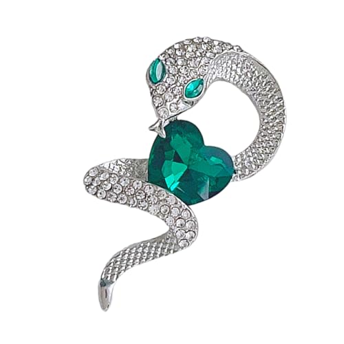 Hattba Retro Herzförmige Schlangenbrosche mit grünem Zirkon Kristall Anstecknadel für Damenbekleidung Mode Corsage Zubehör Hattba Retro Herzförmige Schlangenbrosche mit grünem Zirkon Kristall Anstecknadel für Damenbekleidung Mode Corsage Zubehör von Hattba