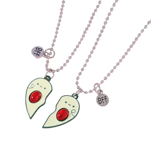 Hattba Set mit 2 Avocado-Anhängern, Halskette mit Avocado-Herzanhänger, Freundschaftsanhänger, Halskette, Damen, Herzschmuck, Geschenke, Einheitsgröße, Wie beschrieben, Wie beschrieben von Hattba