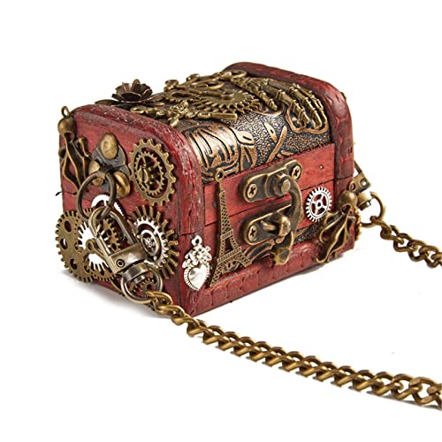 Hattba Steampunk-Tasche, Schmuck, Retro, Steampunk, Gothic-Stil, Kettentasche, Schultertasche, Crossbody-Tasche für Handy, gold, One Size Hattba Steampunk-Tasche, Schmuck, Retro, Steampunk, Gothic-Stil, Kettentasche, Schultertasche, Crossbody-Tasche für Handy, gold, One Size von Hattba