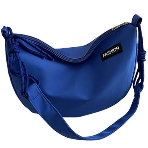 Hattba Stilvolle Umhängetasche aus geflochtenem Seil, lässig, einfarbig, Nylon, Einzelriemen, für Teenager und Erwachsene, trendige Knödel-Umhängetasche, blau, One Size Hattba Stilvolle Umhängetasche aus geflochtenem Seil, lässig, einfarbig, Nylon, Einzelriemen, für Teenager und Erwachsene, trendige Knödel-Umhängetasche, blau, One Size von Hattba