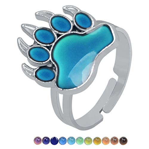 Hattba Temperaturwechselnde Farbe, Emotions-Gefühl, Metall, glasiert, 7-farbige Ringe für Damen und Herren, Schmuck, Stimmungsringe, Bärentatze, Stimmungsringe Hattba Temperaturwechselnde Farbe, Emotions-Gefühl, Metall, glasiert, 7-farbige Ringe für Damen und Herren, Schmuck, Stimmungsringe, Bärentatze, Stimmungsringe von Hattba