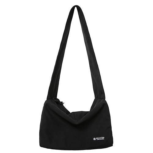 Hattba Umhängetasche mit großem Fassungsvermögen, für Damen und Herren, aus Nylon, für den täglichen Gebrauch, Schwarz, Schwarz , One Size von Hattba