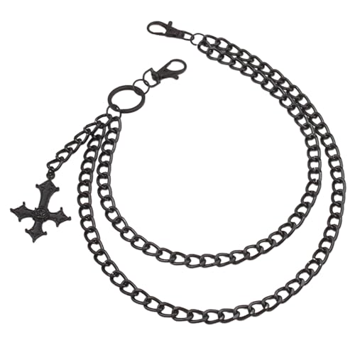 Hiphop-Hose, Jeans, Kette, ausgehöhlt, Kreuz, Hosenkette, Metall, schwer, dick, Geldbörse, Tasche, Körperschmuck für Mädchen, Hose, ausgehöhlter Kreuz-Anhänger für Damen, Metall, mehrere Schichten Hiphop-Hose, Jeans, Kette, ausgehöhlt, Kreuz, Hosenkette, Metall, schwer, dick, Geldbörse, Tasche, Körperschmuck für Mädchen, Hose, ausgehöhlter Kreuz-Anhänger für Damen, Metall, mehrere Schichten von Hattba
