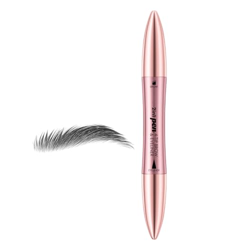 Microblading Augenbrauenstift Bleistift Eyeliner 2 in 1 Dual Ended Eye Brow Pencil mit 4 Gabelspitzen & Präziser Pinselspitze Microblading-Stift von Hattba