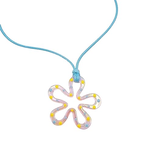 Modische, hohle Blumen-Anhänger-Halsketten, Acryl, einfacher, zarter Schmuck für Damen und Mädchen, für den täglichen Gebrauch, hohler Blumenhals-Schmuck, wax rope, Wie beschrieben, Wie beschrieben von Hattba
