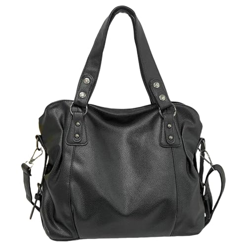 Praktische und große Kapazität Crossbody Geldbörse Stilvolle Top Griff Taschen PU Leder Handtasche Schultertasche für den täglichen Gebrauch Damen Umhängetasche, Schwarz , One Size von Hattba