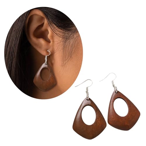 Retro Styles Holz Ohrringe Leicht und Stilvoll Ideal für Herbst und Winter Outfits Verleiht jedem Look eine einzigartige Note Damen Vintage Ohrringe, Einheitsgröße, Wie beschrieben, Wie beschrieben von Hattba
