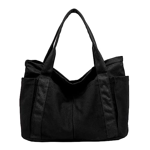 Schultertasche mit großem Fassungsvermögen für Damen, einfarbig, Handtasche für Schule, Arbeit und Freizeit, vielseitige Tasche für Damen, Schwarz von Hattba