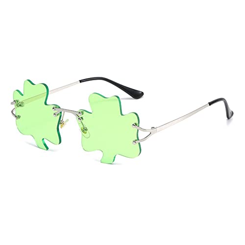Street Women Irish Clovers Shape Frame Creatively Glasses Male Hip-Hop Trend Green Color Lens For Adult Unique Eyeglasses For Teens Taking Photo Props Eyeglasses Women Clovers Shape Small, C4 von Hattba