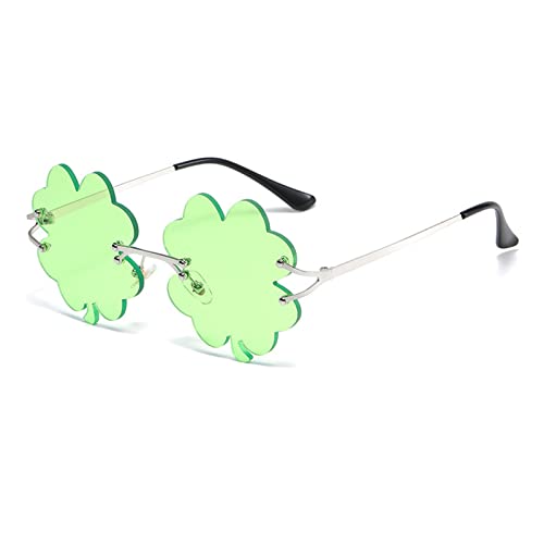 Street Women Irish Clovers Shape Frame Creatively Glasses Male Hip-Hop Trend Green Color Lens For Adult Unique Eyeglasses For Teens Taking Photo Props Eyeglasses Women Clovers Shape Small, c2 von Hattba