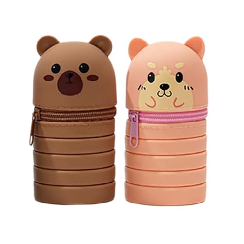 Teleskop-Federmäppchen mit Reißverschluss, Silikon, einziehbare Taschen, Halter für Studenten, Kinder, Mädchen, Schule, verstellbarer Behälter, 2 Stück, Bär und Hund Teleskop-Federmäppchen mit Reißverschluss, Silikon, einziehbare Taschen, Halter für Studenten, Kinder, Mädchen, Schule, verstellbarer Behälter, 2 Stück, Bär und Hund von Hattba