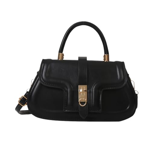 Trendige Umhängetasche Vintage Handtasche für Frauen Vielseitige PU Leder Crossbody Taschen Trendy Fashion, Schwarz , One Size von Hattba