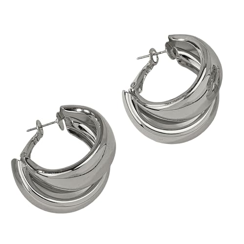 Vintage-Ohrringe, übertriebene Ohrringe, Kreise, baumelnd, breite Doppelcreolen, Schmuck für Frauen und Mädchen, handgefertigte Kreolen, Einheitsgröße, Wie beschrieben, Wie beschrieben von Hattba