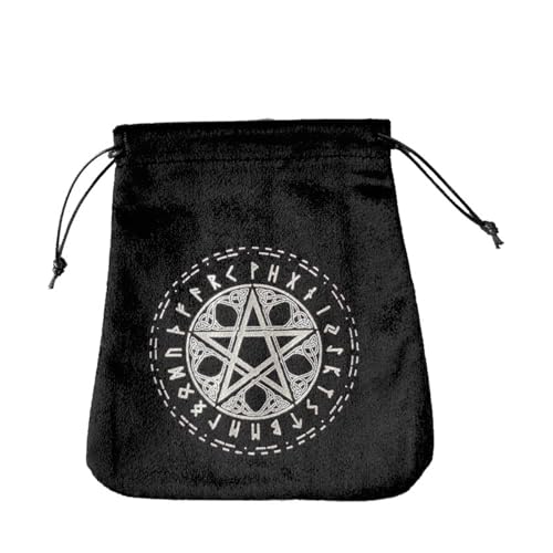 Weiche Tarots Runen-Tasche, Würfel, Kordelzug, Organizer, Handaufbewahrung, Brettspiel, Karte, weiche Schmuckbeutel, Spielkartenaufbewahrung, Schutz, Schwarz 3, Einheitsgröße von Hattba
