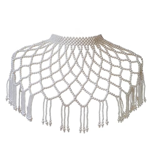 Weiße Perlenschal-Halskette, glänzende Körperkette mit Verlängerungskette, zarter Perlen-Körperschmuck für Damen, Mädchen, Halsketten für Damen, Halskette, Choker, Mädchen, Einheitsgröße, Wie Weiße Perlenschal-Halskette, glänzende Körperkette mit Verlängerungskette, zarter Perlen-Körperschmuck für Damen, Mädchen, Halsketten für Damen, Halskette, Choker, Mädchen, Einheitsgröße, Wie von Hattba