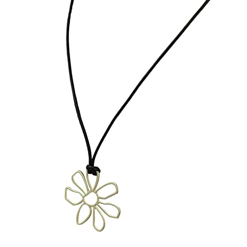 Zarte kleine Perlenkette, Choker, zierlicher Blumenanhänger, einfache Y2K-Halsketten, alltäglicher Schmuck für Frauen und Mädchen, hohler Anhänger, Schwarz, Wie beschrieben, Wie beschrieben von Hattba
