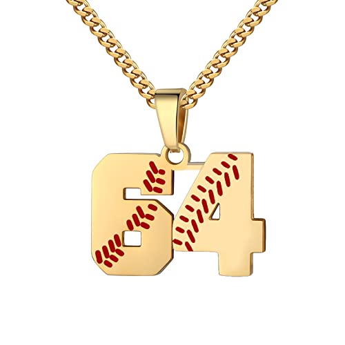 Hatti Doris Baseball-Nummern-Halskette für Herren 00–99 – Jersey-Zahlen-Halskette mit vergoldeter Edelstahlkette und Baseball-Charm-Anhänger, Edelstahl, Kein Edelstein Hatti Doris Baseball-Nummern-Halskette für Herren 00–99 – Jersey-Zahlen-Halskette mit vergoldeter Edelstahlkette und Baseball-Charm-Anhänger, Edelstahl, Kein Edelstein von HattiDoris