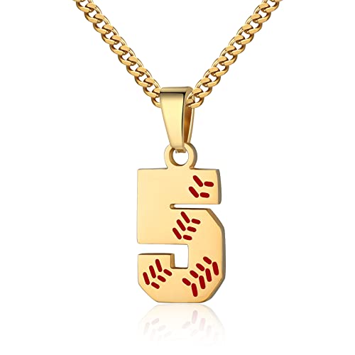 Hatti Doris Baseball-Nummern-Halskette für Herren 00–99 – Jersey-Zahlen-Halskette mit vergoldeter Edelstahlkette und Baseball-Charm-Anhänger, Edelstahl, Kein Edelstein Hatti Doris Baseball-Nummern-Halskette für Herren 00–99 – Jersey-Zahlen-Halskette mit vergoldeter Edelstahlkette und Baseball-Charm-Anhänger, Edelstahl, Kein Edelstein von HattiDoris