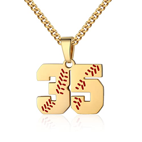 Hatti Doris Baseball-Nummern-Halskette für Herren 00–99 – Jersey-Zahlen-Halskette mit vergoldeter Edelstahlkette und Baseball-Charm-Anhänger, Edelstahl, Kein Edelstein Hatti Doris Baseball-Nummern-Halskette für Herren 00–99 – Jersey-Zahlen-Halskette mit vergoldeter Edelstahlkette und Baseball-Charm-Anhänger, Edelstahl, Kein Edelstein von HattiDoris
