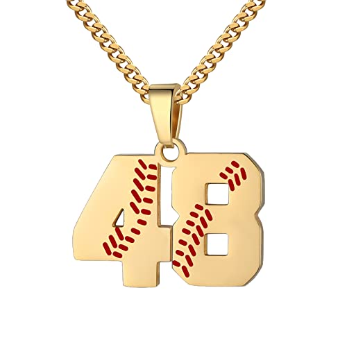 Hatti Doris Baseball-Nummern-Halskette für Herren 00–99 – Jersey-Zahlen-Halskette mit vergoldeter Edelstahlkette und Baseball-Charm-Anhänger, Edelstahl, Kein Edelstein Hatti Doris Baseball-Nummern-Halskette für Herren 00–99 – Jersey-Zahlen-Halskette mit vergoldeter Edelstahlkette und Baseball-Charm-Anhänger, Edelstahl, Kein Edelstein von HattiDoris