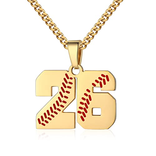 Hatti Doris Baseball-Nummern-Halskette für Herren 00–99 – Jersey-Zahlen-Halskette mit vergoldeter Edelstahlkette und Baseball-Charm-Anhänger, Edelstahl, Kein Edelstein Hatti Doris Baseball-Nummern-Halskette für Herren 00–99 – Jersey-Zahlen-Halskette mit vergoldeter Edelstahlkette und Baseball-Charm-Anhänger, Edelstahl, Kein Edelstein von HattiDoris