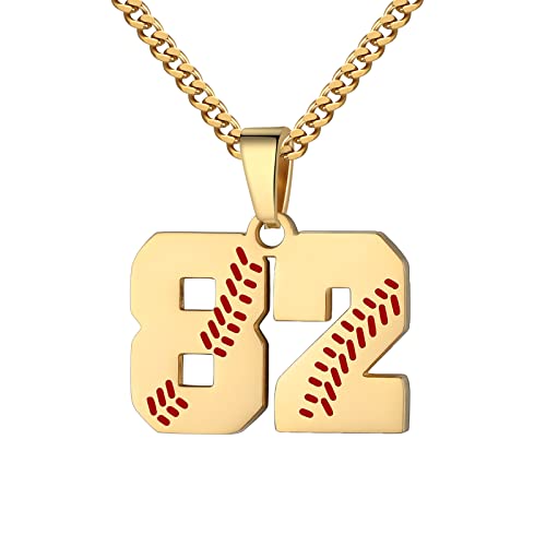Hatti Doris Baseball-Nummern-Halskette für Herren 00–99 – Jersey-Zahlen-Halskette mit vergoldeter Edelstahlkette und Baseball-Charm-Anhänger, Edelstahl, Kein Edelstein Hatti Doris Baseball-Nummern-Halskette für Herren 00–99 – Jersey-Zahlen-Halskette mit vergoldeter Edelstahlkette und Baseball-Charm-Anhänger, Edelstahl, Kein Edelstein von HattiDoris