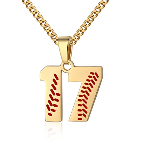 Hatti Doris Baseball-Nummern-Halskette für Herren 00–99 – Jersey-Zahlen-Halskette mit vergoldeter Edelstahlkette und Baseball-Charm-Anhänger, Edelstahl, Kein Edelstein Hatti Doris Baseball-Nummern-Halskette für Herren 00–99 – Jersey-Zahlen-Halskette mit vergoldeter Edelstahlkette und Baseball-Charm-Anhänger, Edelstahl, Kein Edelstein von HattiDoris