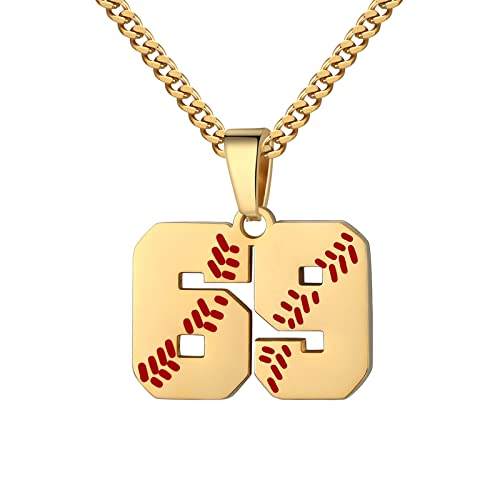 Hatti Doris Baseball-Nummern-Halskette für Herren 00–99 – Jersey-Zahlen-Halskette mit vergoldeter Edelstahlkette und Baseball-Charm-Anhänger, Edelstahl, Kein Edelstein Hatti Doris Baseball-Nummern-Halskette für Herren 00–99 – Jersey-Zahlen-Halskette mit vergoldeter Edelstahlkette und Baseball-Charm-Anhänger, Edelstahl, Kein Edelstein von HattiDoris